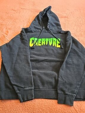 Santa Cruz Skateboards Black Crewneck Hoodie with Neon Green Logo